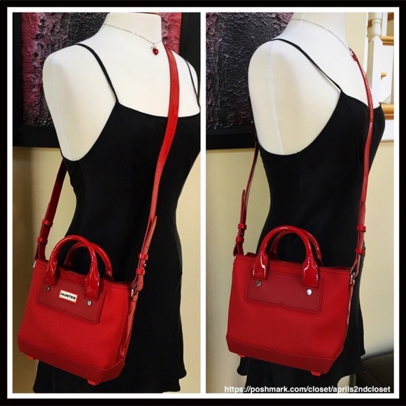 HUNTER ORIGINAL RED RUBBER MINI CROSSBODY TOTE A3C - Picture 4 of 8
